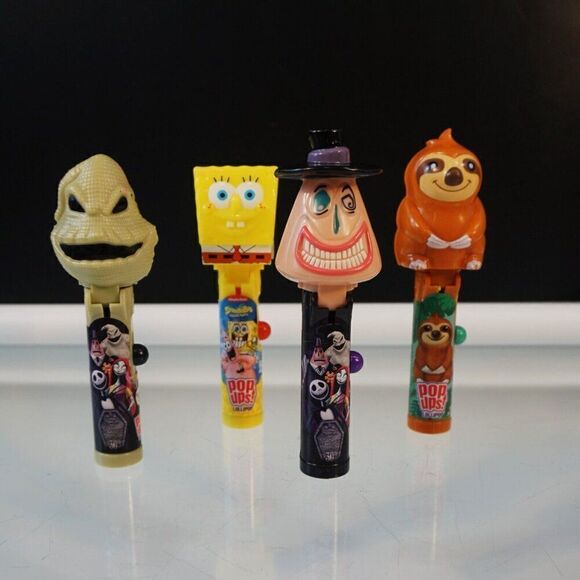 Pop Ups 4 Empty Lollipop Containers Nightmare Before Christmas Sloth Spongebob - Picture 2 of 6
